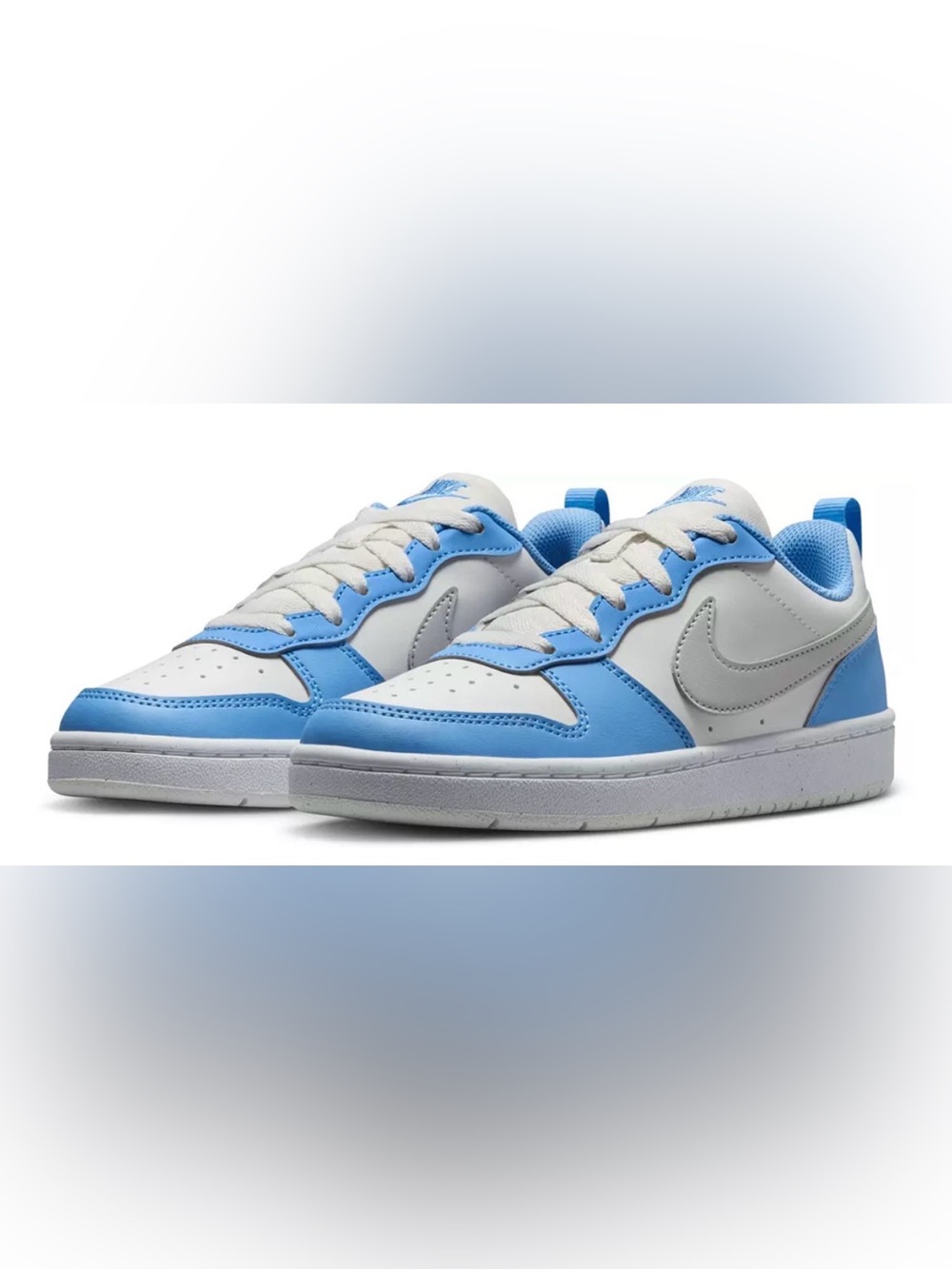 Nike Kids Low-Top Sneakers in White and Light Blue